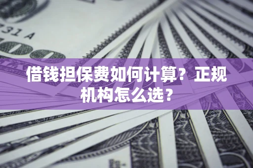 济南借钱担保费如何计算？正规机构怎么选？